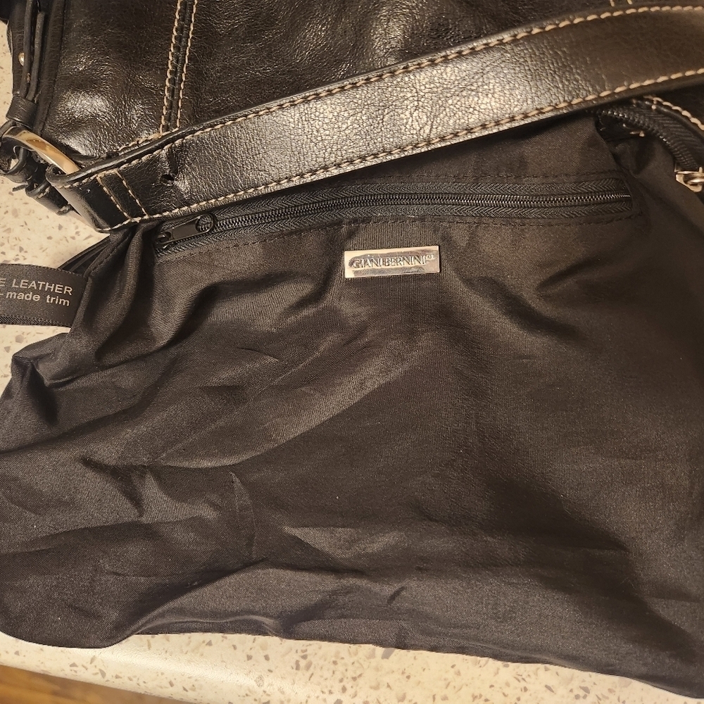 Giani Bernini Stitched Black Leather Bag Excellent Condition! - Picture 12 of 16